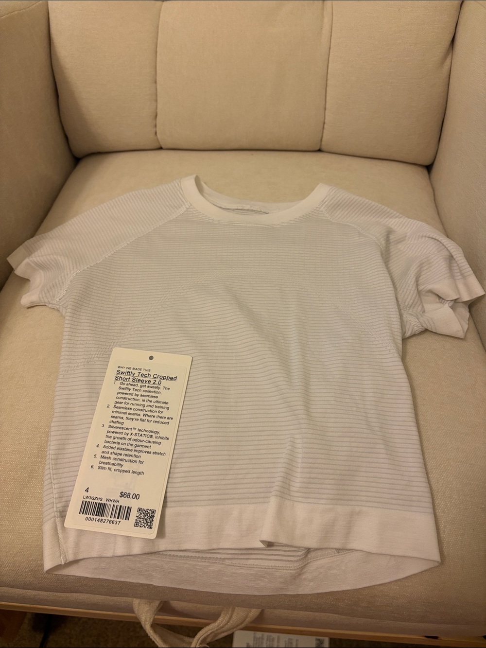 lululemon athletica White Cropped Short Sleeve Tee